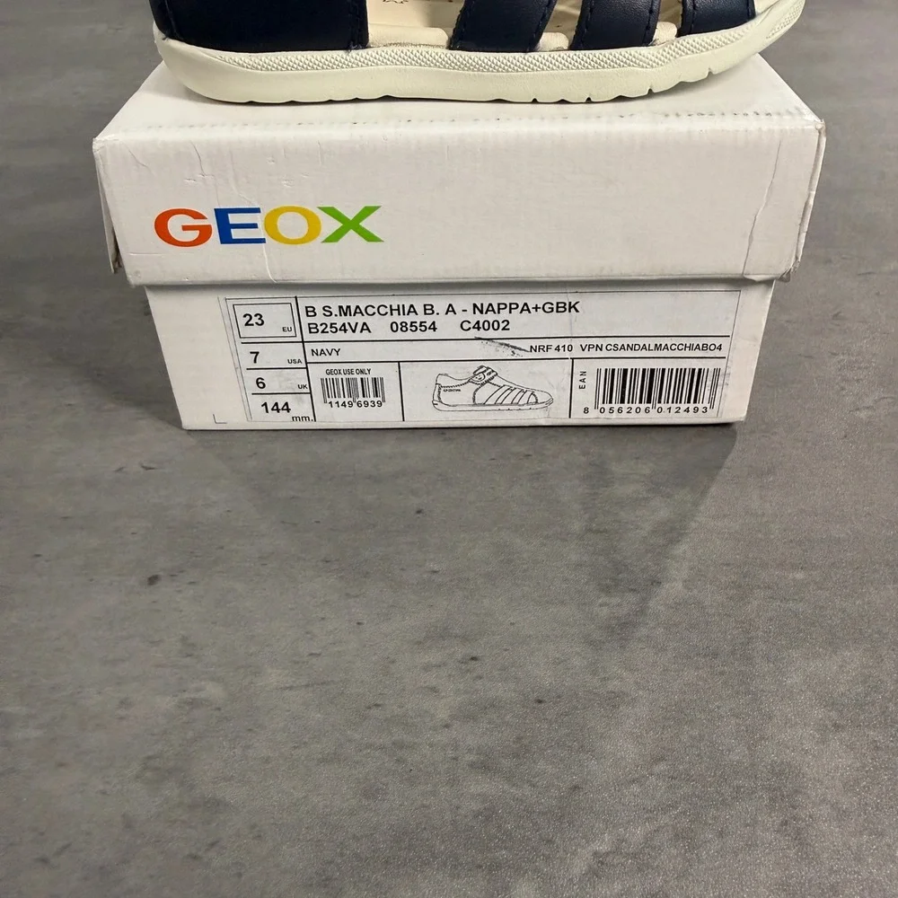 Geox Macchia Fisherman Sandals Toddler Boys 7 Navy Red White Leather B254VA